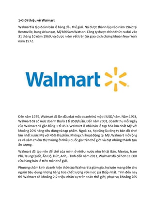Walmart và Cuộc chiến khốc liệt trên thị trường bán lẻ thế giới